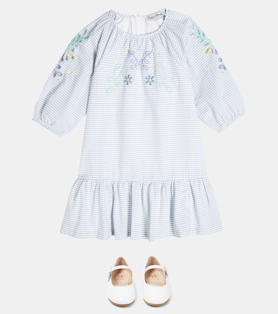 Gingham broderie anglaise cotton dress | Tartine et Chocolat