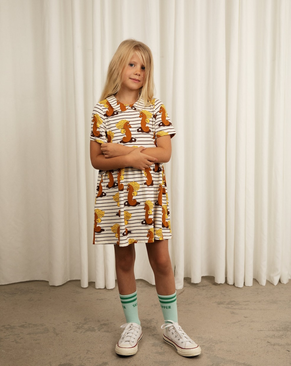 Robe Seahorse imprimée en coton mélangé | Mini Rodini