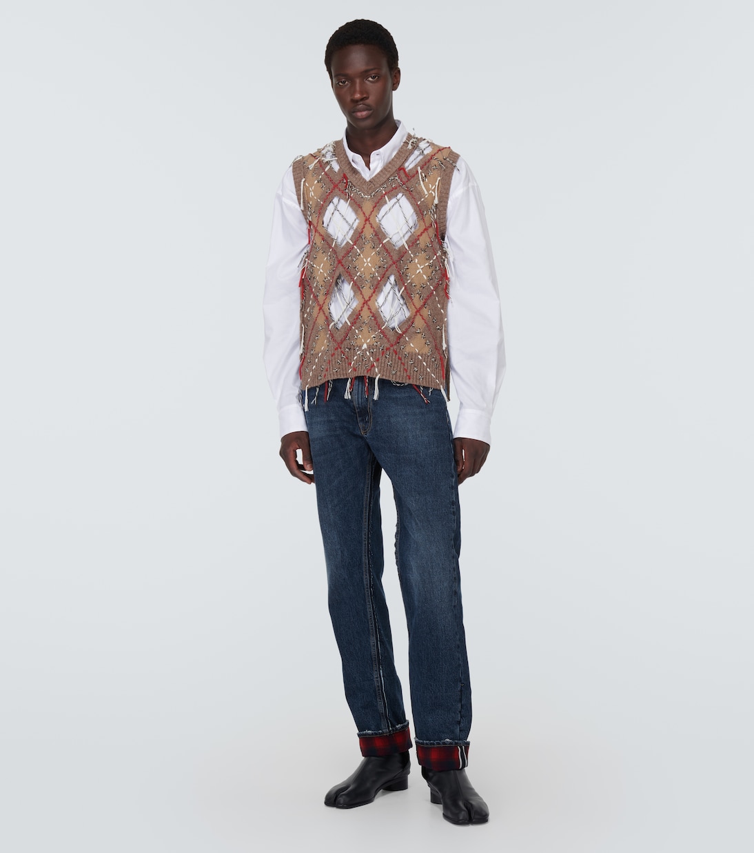 x Pendleton distressed straight jeans | Maison Margiela