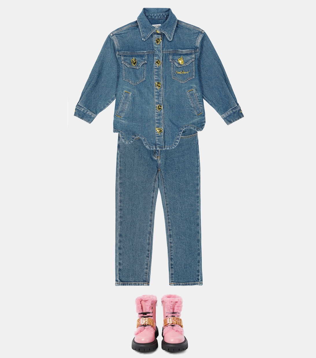 Logo leather boots | Moschino Kids