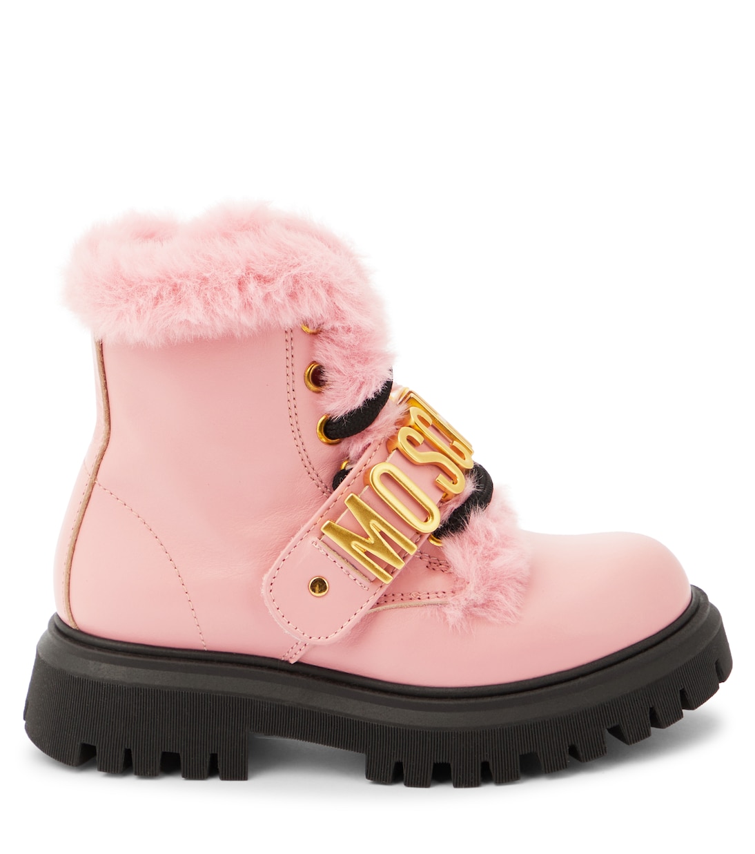 Logo leather boots | Moschino Kids