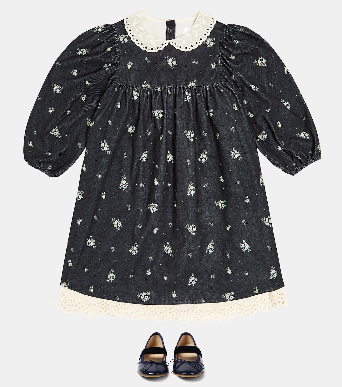 Floral cotton corduroy dress | C'era Una Volta