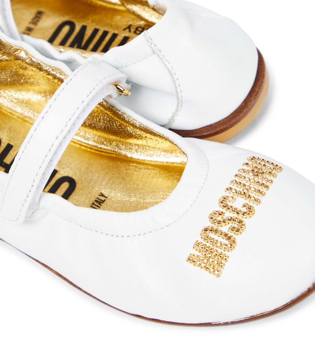 Logo leather ballet flats | Moschino Kids