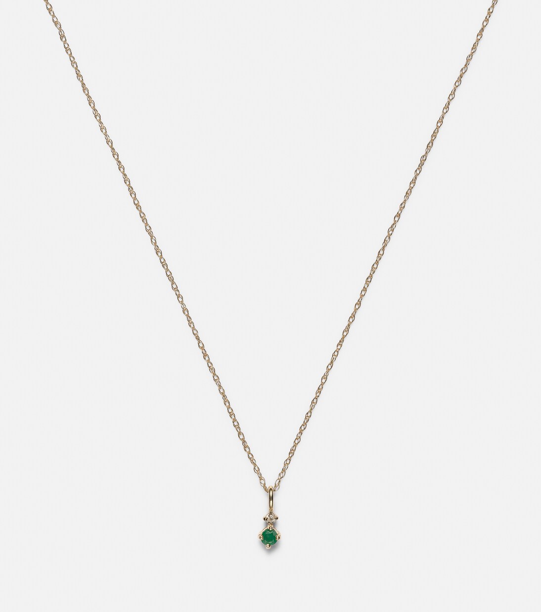 Tiny Emerald Goddess 14kt gold choker with emeralds and diamonds | Stone and Strand