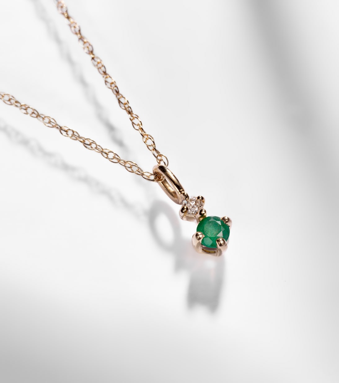 Tiny Emerald Goddess 14kt gold choker with emeralds and diamonds | Stone and Strand