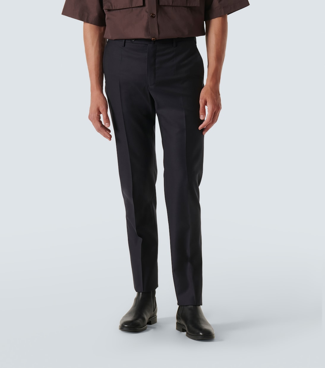 Virgin wool tapered pants | Slowear