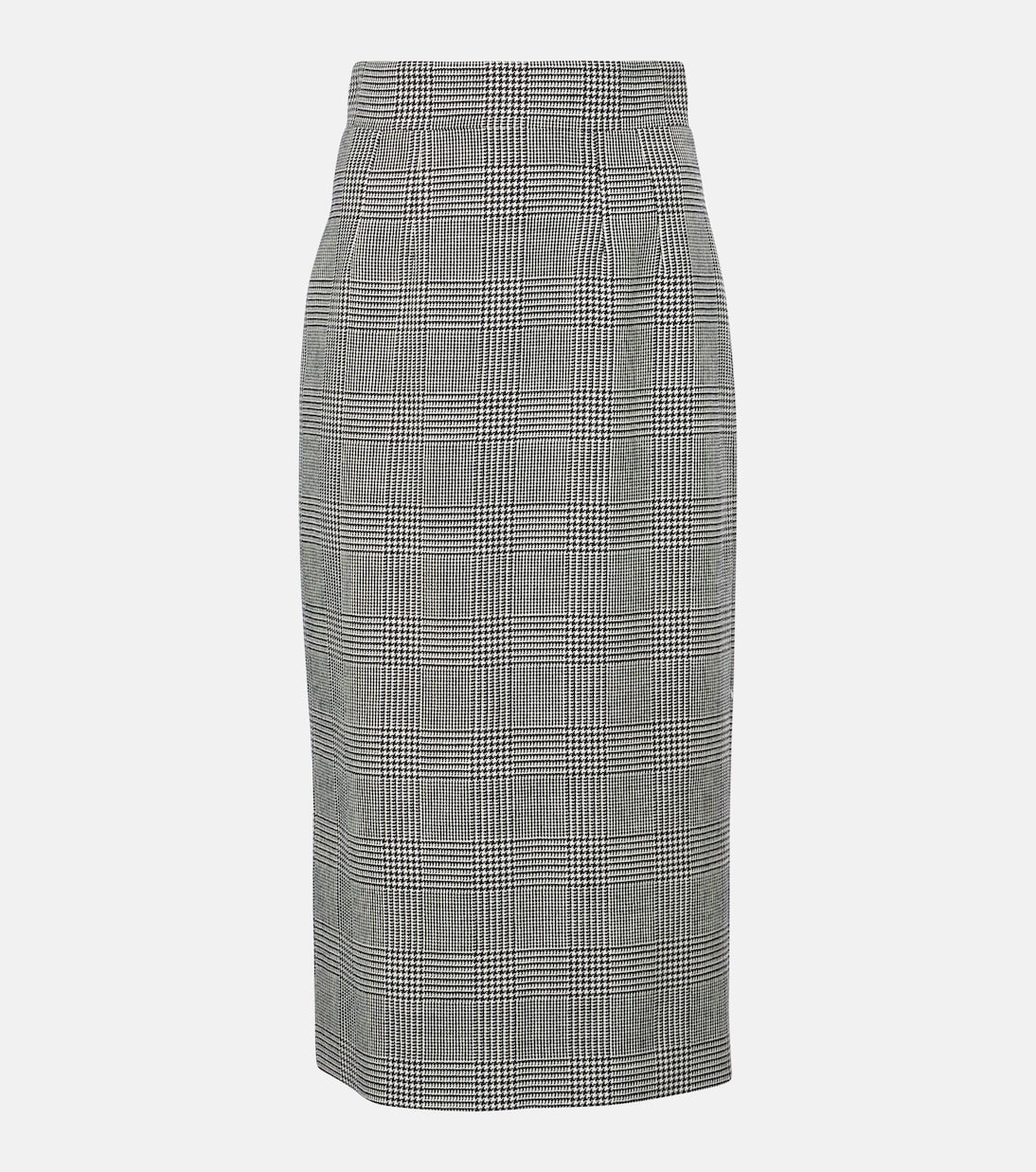 تنورة ميدي من الصوف الخام بمربعات Prince of Wales | Dolce&Gabbana