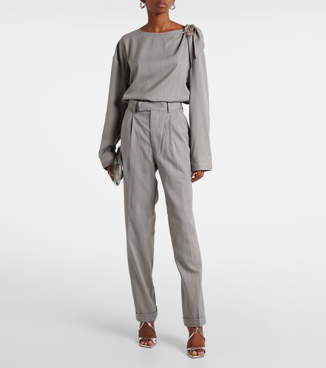 بنطلون من الصوف بقصّة مستقيمة  | Jacques Wei