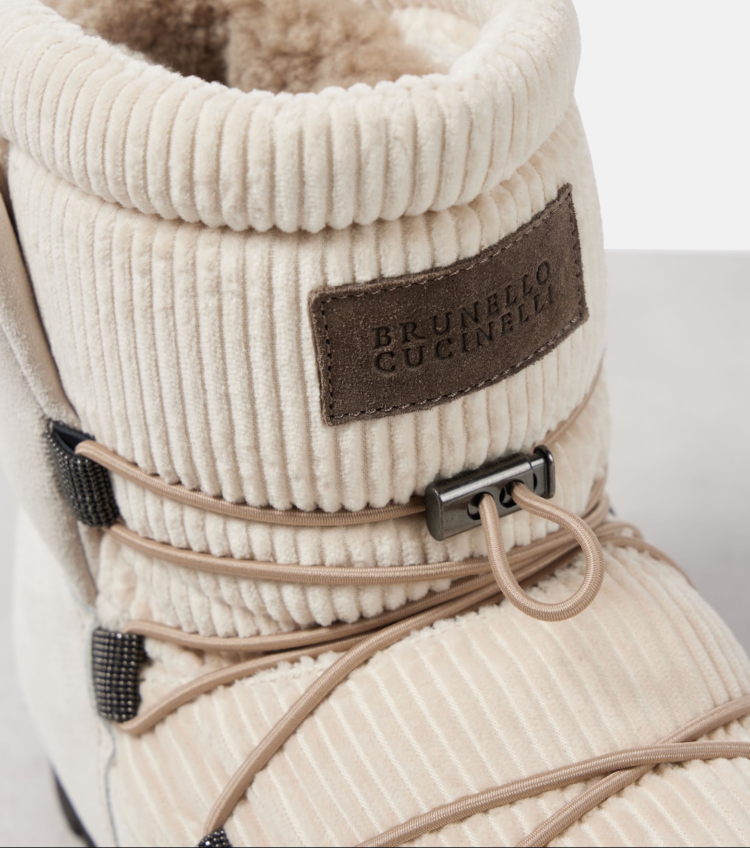 Stivaletti da neve in velluto e suede con shearling | Brunello Cucinelli