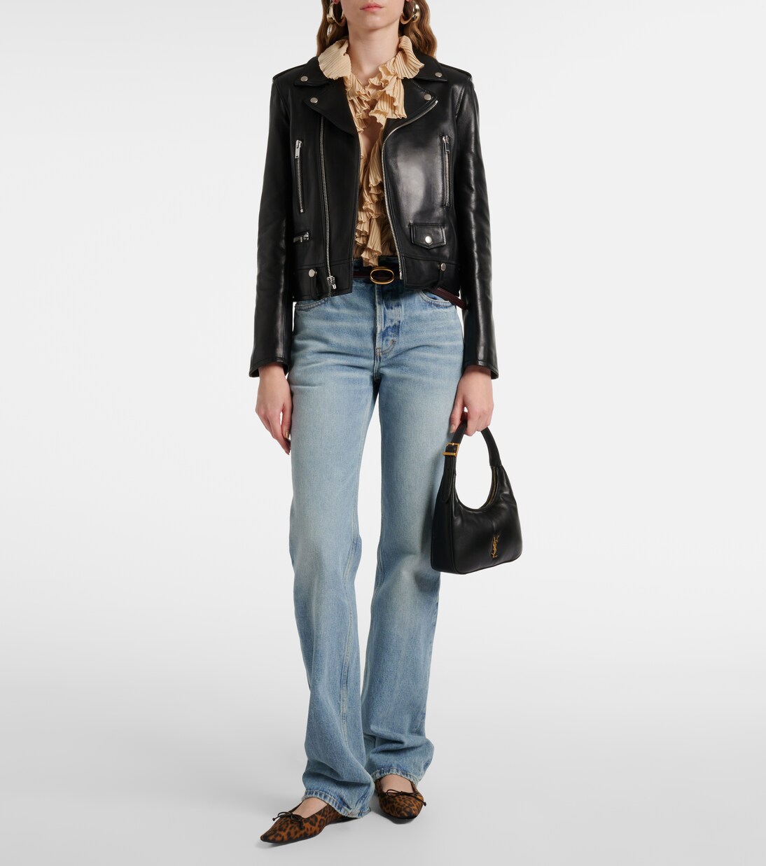 Poppy leopard-print grosgrain ballet flats | Saint Laurent