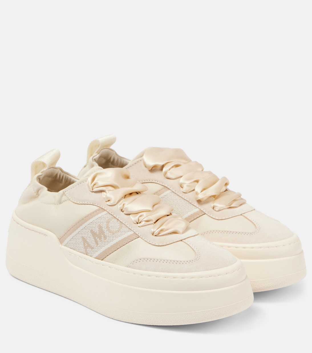 Suede-trimmed leather platform sneakers | Ferragamo