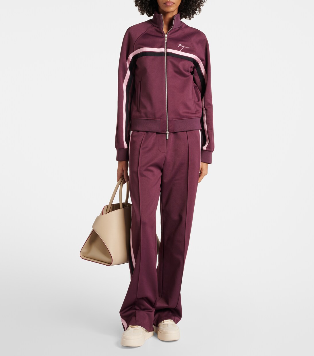 Suede-trimmed leather platform sneakers | Ferragamo