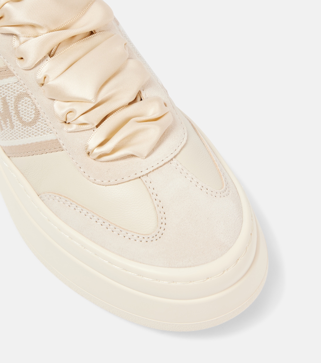 Suede-trimmed leather platform sneakers | Ferragamo