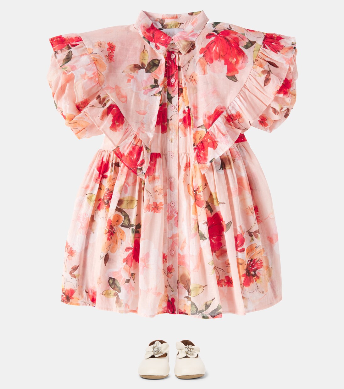 Floral puff-sleeve cotton dress | Petite Amalie  