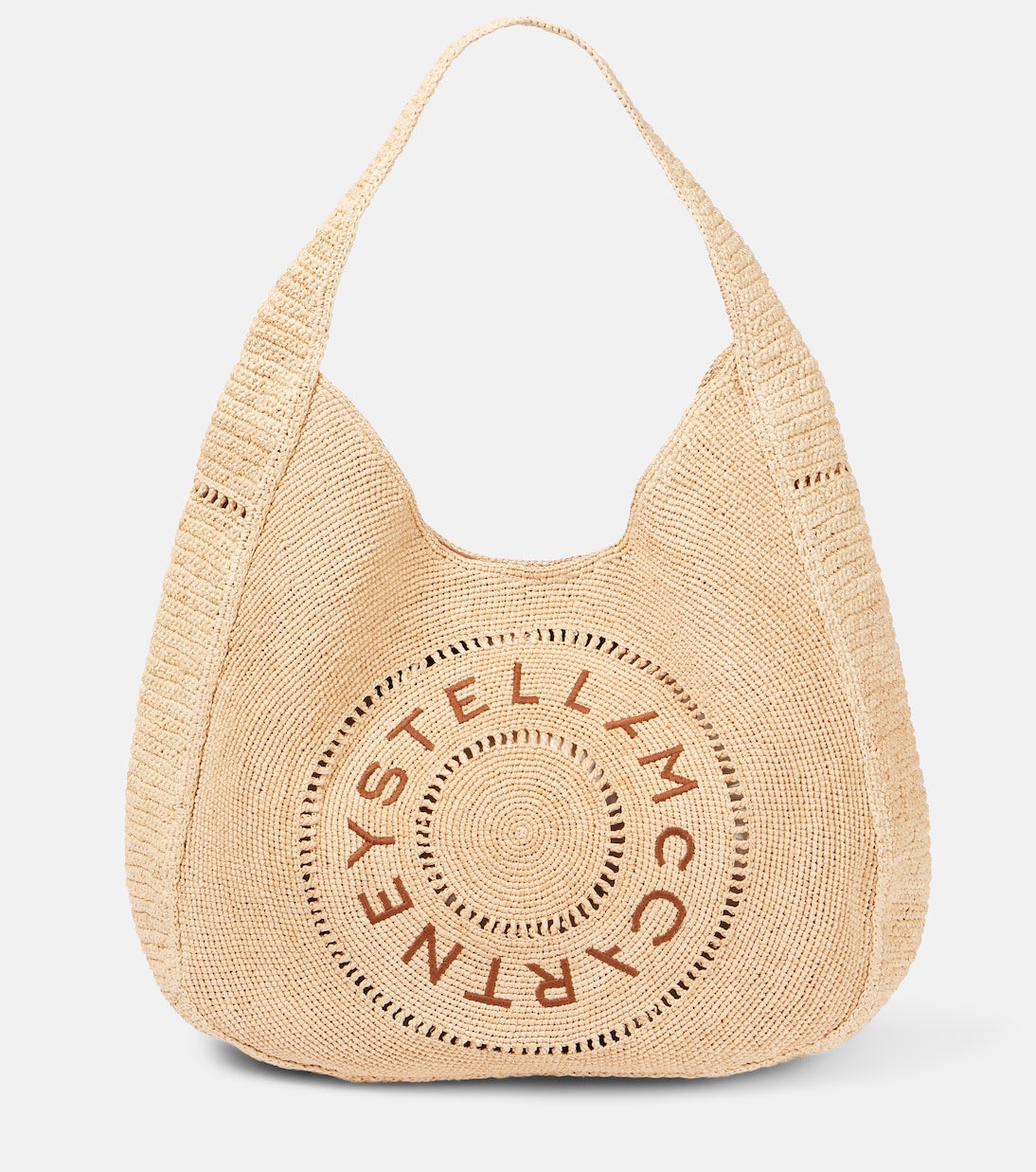 Logo embroidered raffia tote bag | Stella McCartney