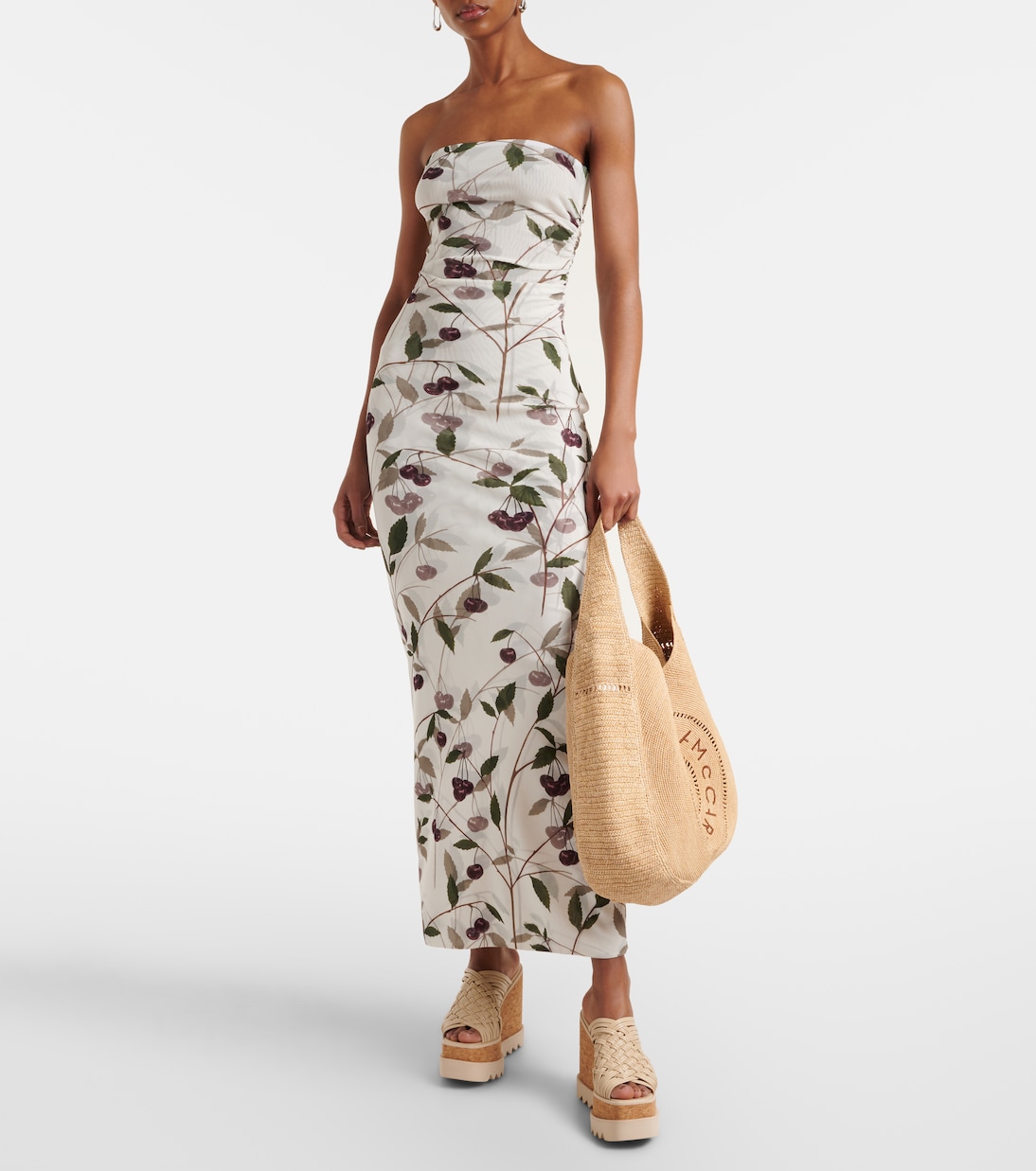 Logo embroidered raffia tote bag | Stella McCartney