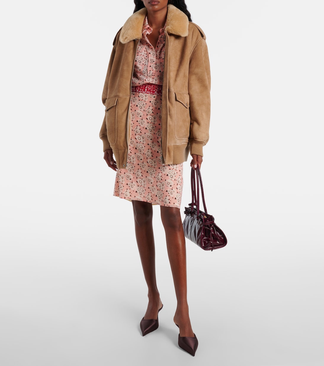 Falda tubo en mezcla de seda floral | Prada