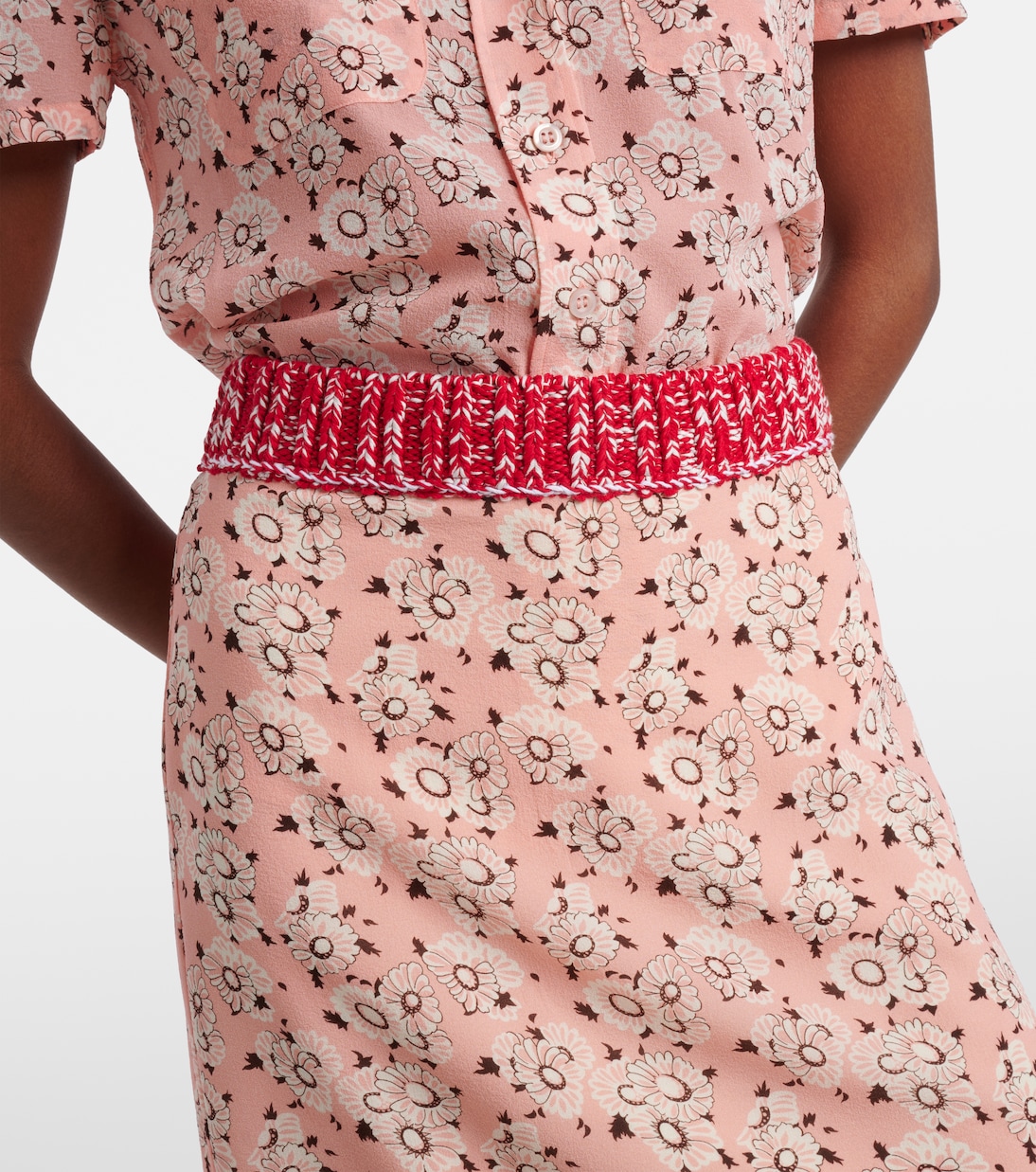 Falda tubo en mezcla de seda floral | Prada