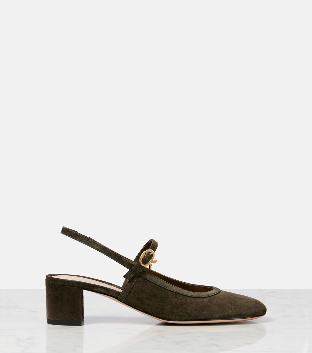 Leather-trimmed suede slingback pumps | Gianvito Rossi