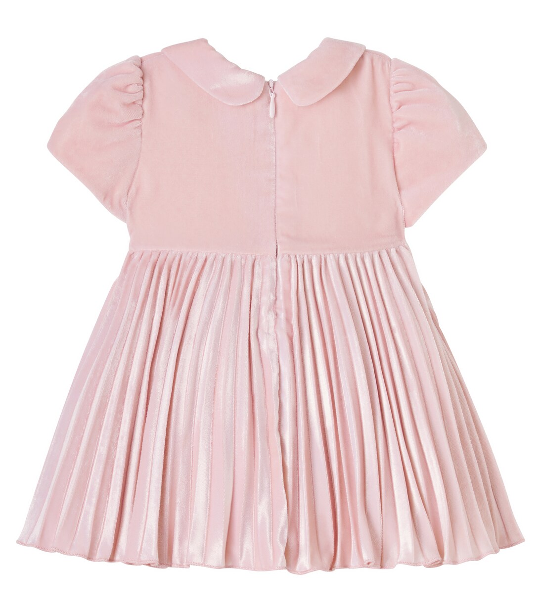 Baby floral-appliqué plissé velvet dress | Monnalisa