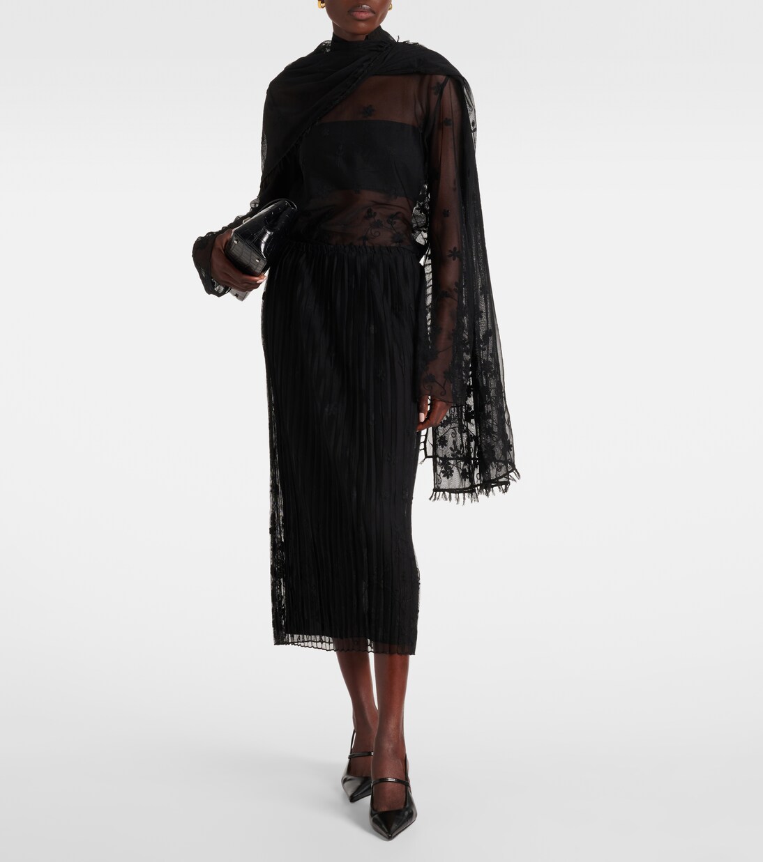 Bestickter Midirock aus Tüll  | Toteme