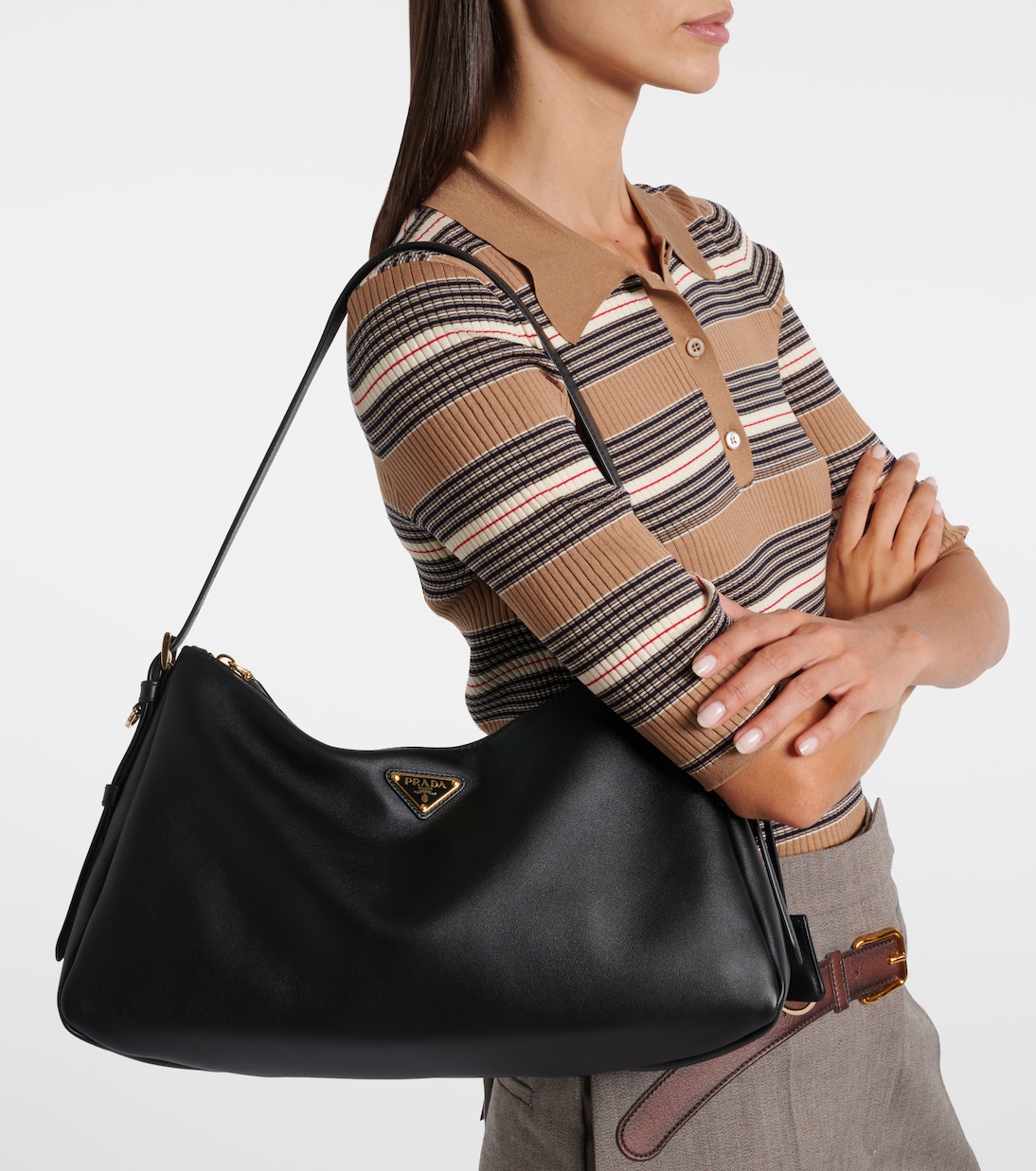 Prada Aimée Large leather shoulder bag | Prada