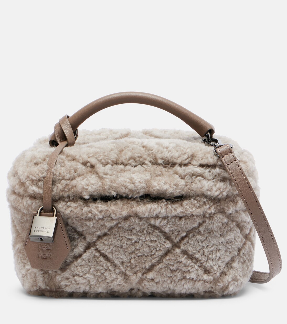 Quilted shearling vanity bag | Brunello Cucinelli