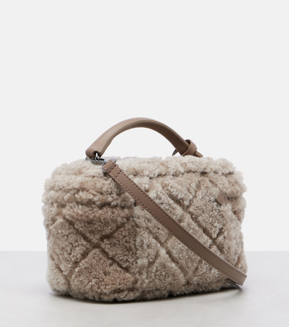 Quilted shearling vanity bag | Brunello Cucinelli