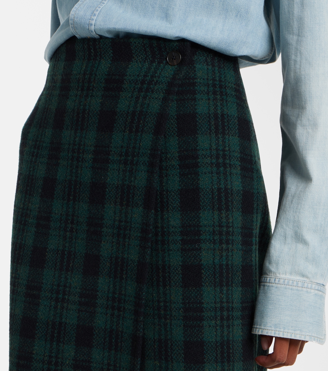 Checked fringed wool-blend wrap skirt | Polo Ralph Lauren