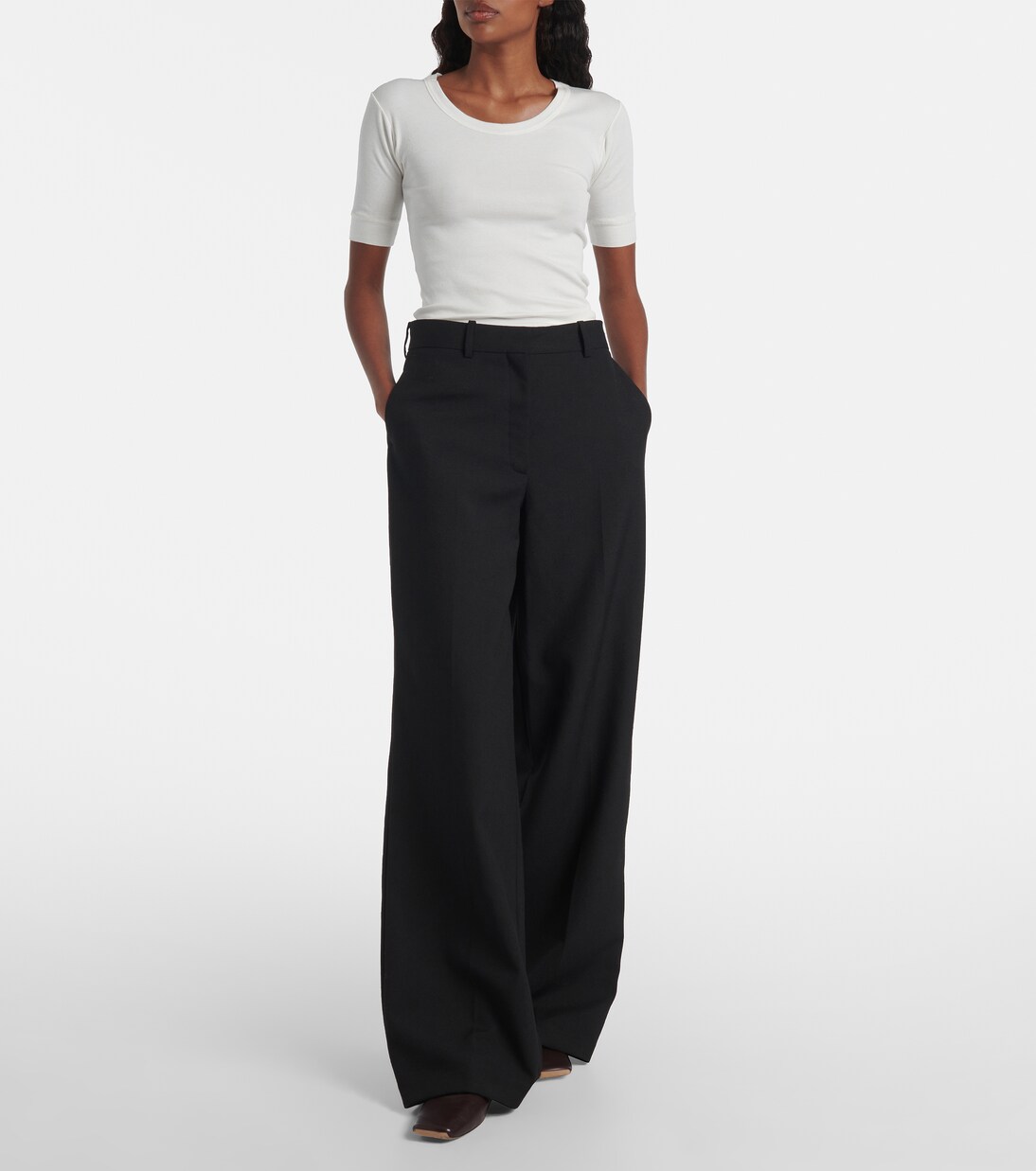 Ribbed-knit cotton-blend top | Calvin Klein Collection