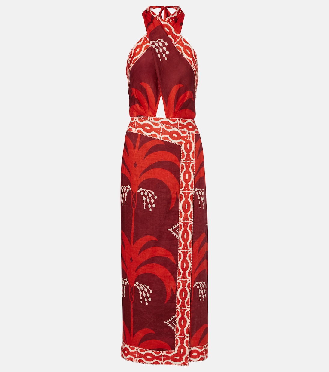 Robe midi imprimée en lin | Johanna Ortiz