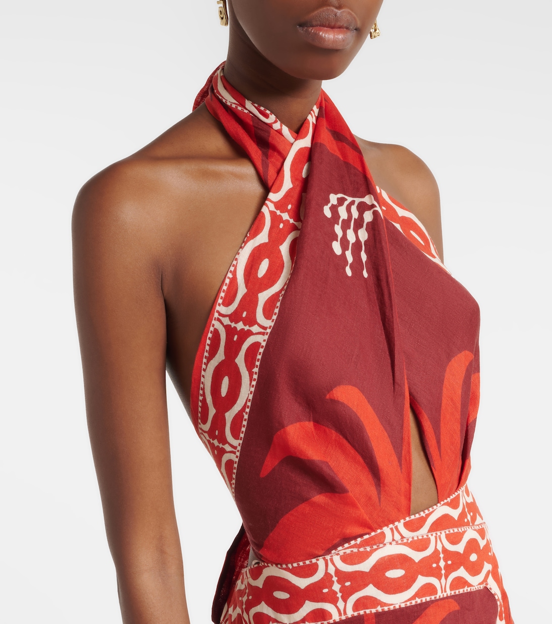 Robe midi imprimée en lin | Johanna Ortiz