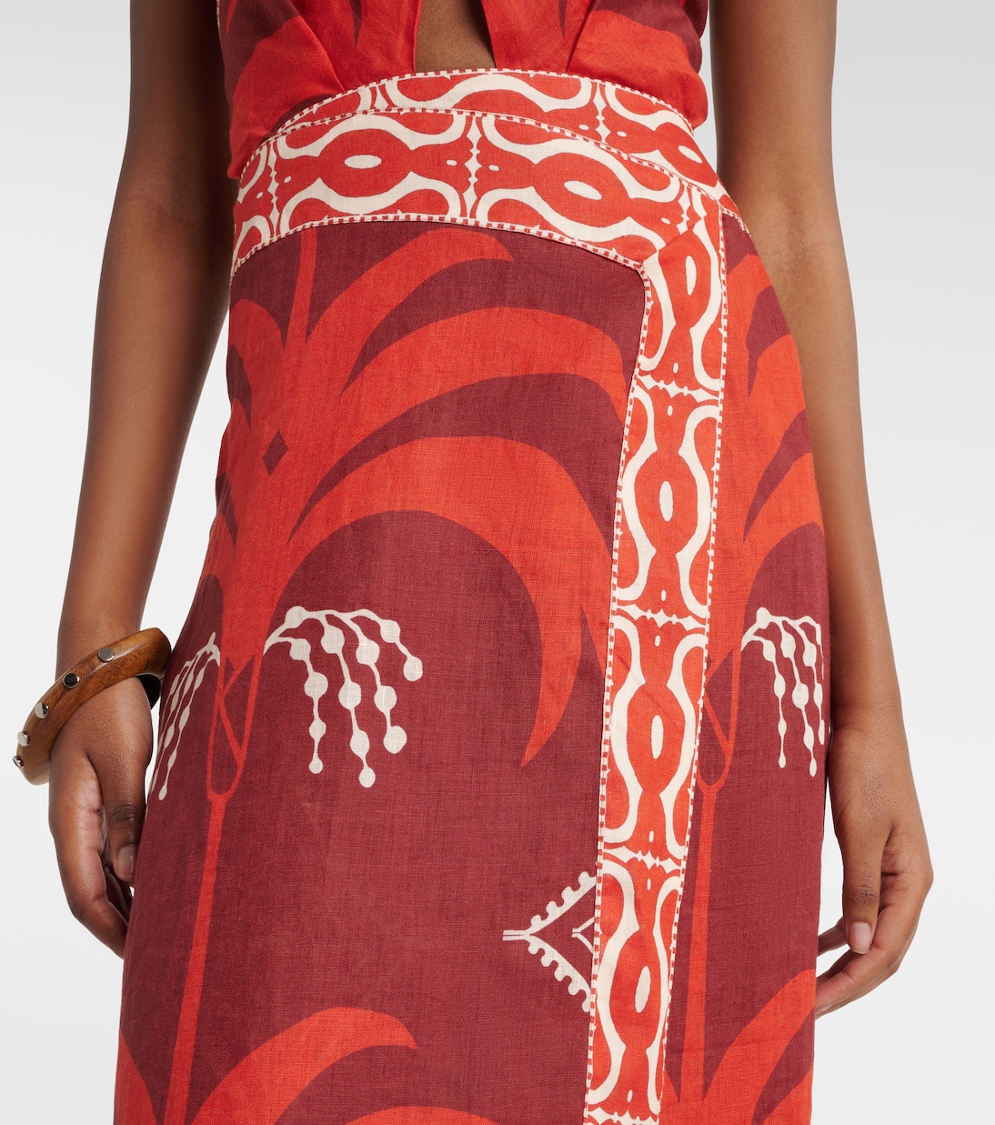 Robe midi imprimée en lin | Johanna Ortiz