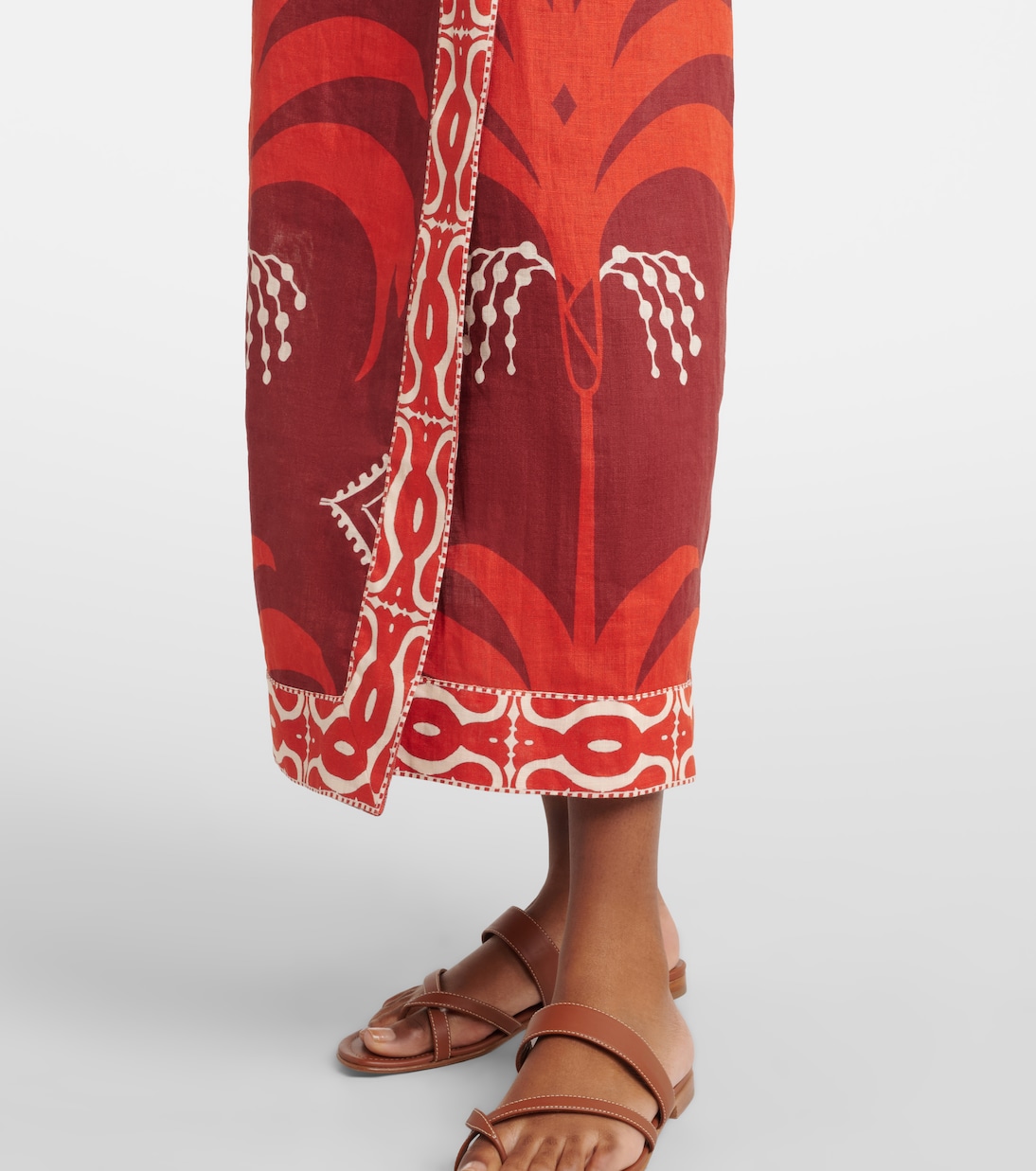 Robe midi imprimée en lin | Johanna Ortiz