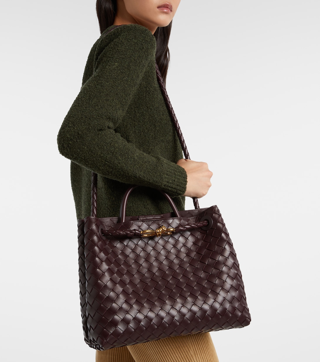 Andiamo Intrecciato Medium leather tote bag | Bottega Veneta