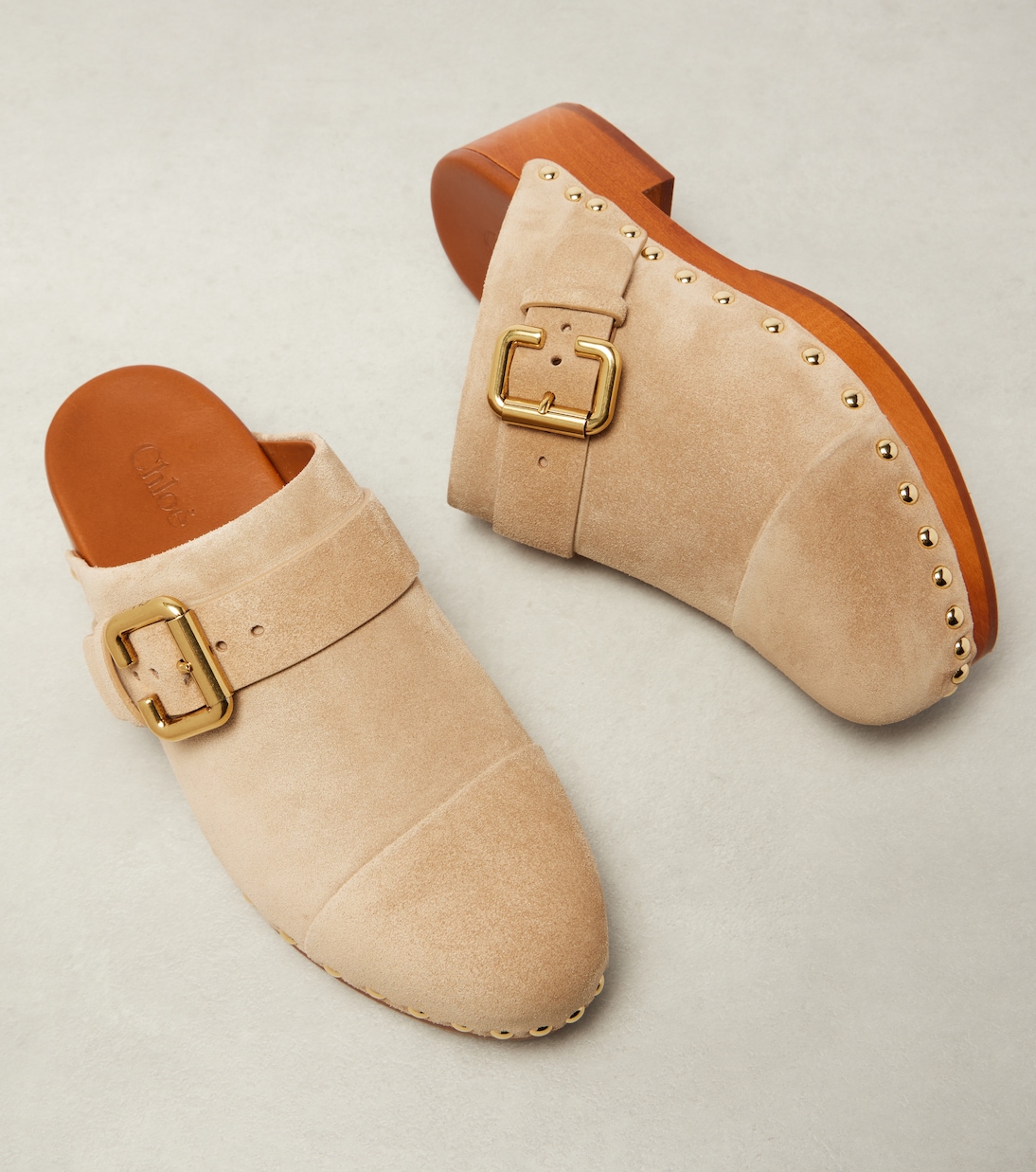 Jeannette 40 embellished suede clogs | Chloé