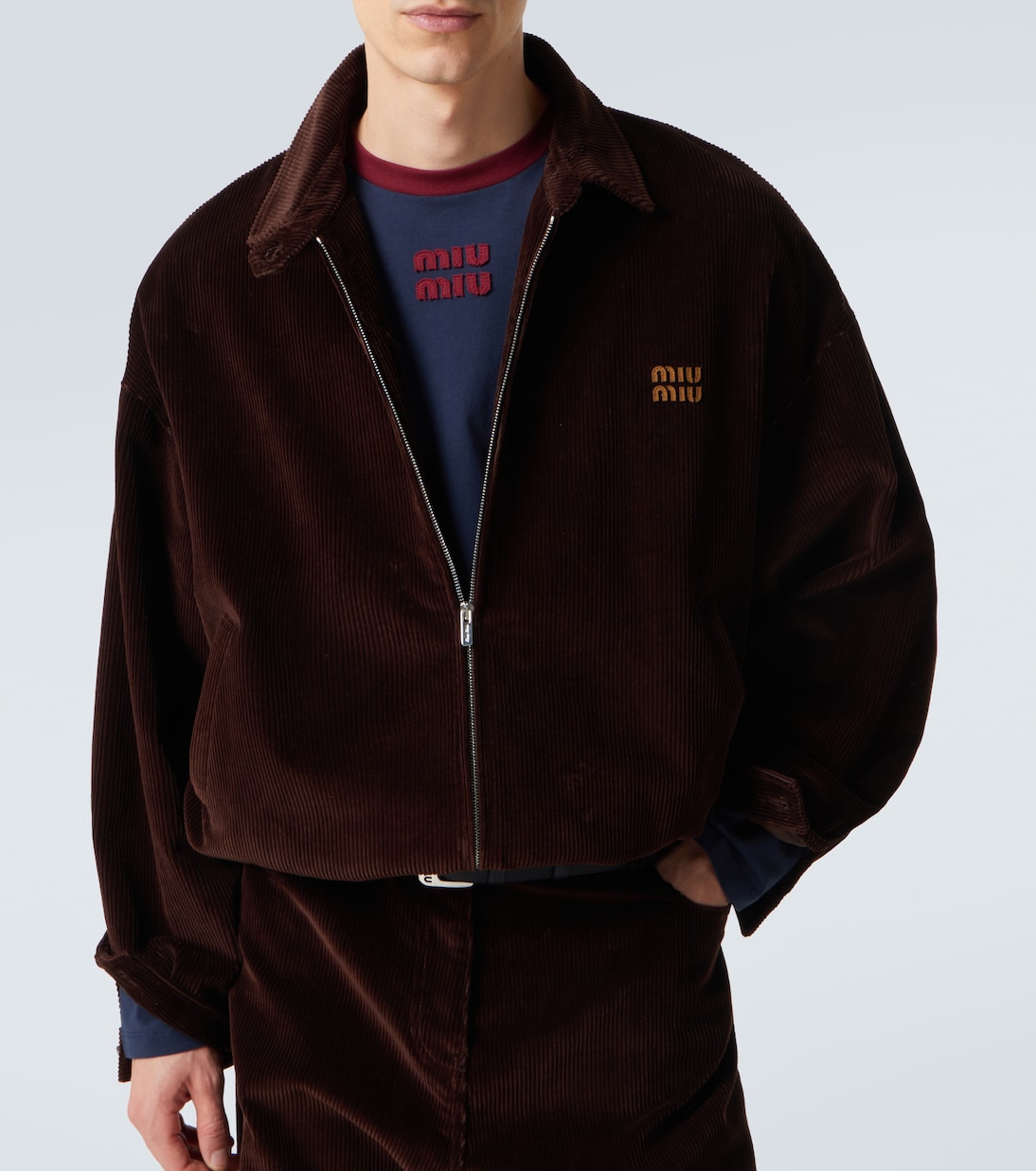 Giacca blouson in velluto a coste di cotone | Miu Miu