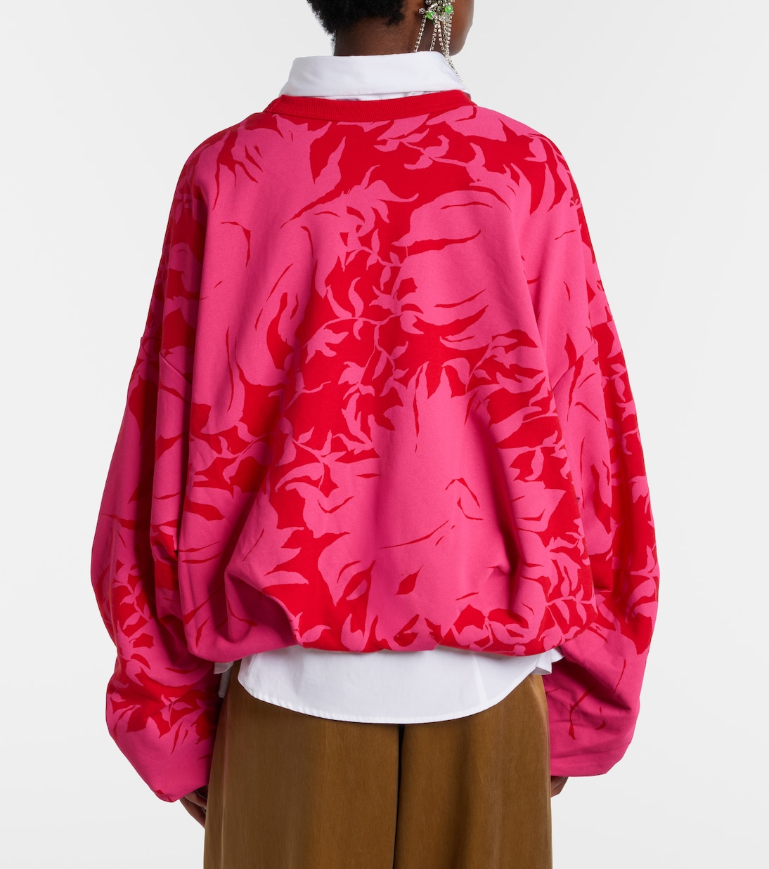 سويت شيرت درابيه من القطن الجيرسيه بورود | Dries Van Noten