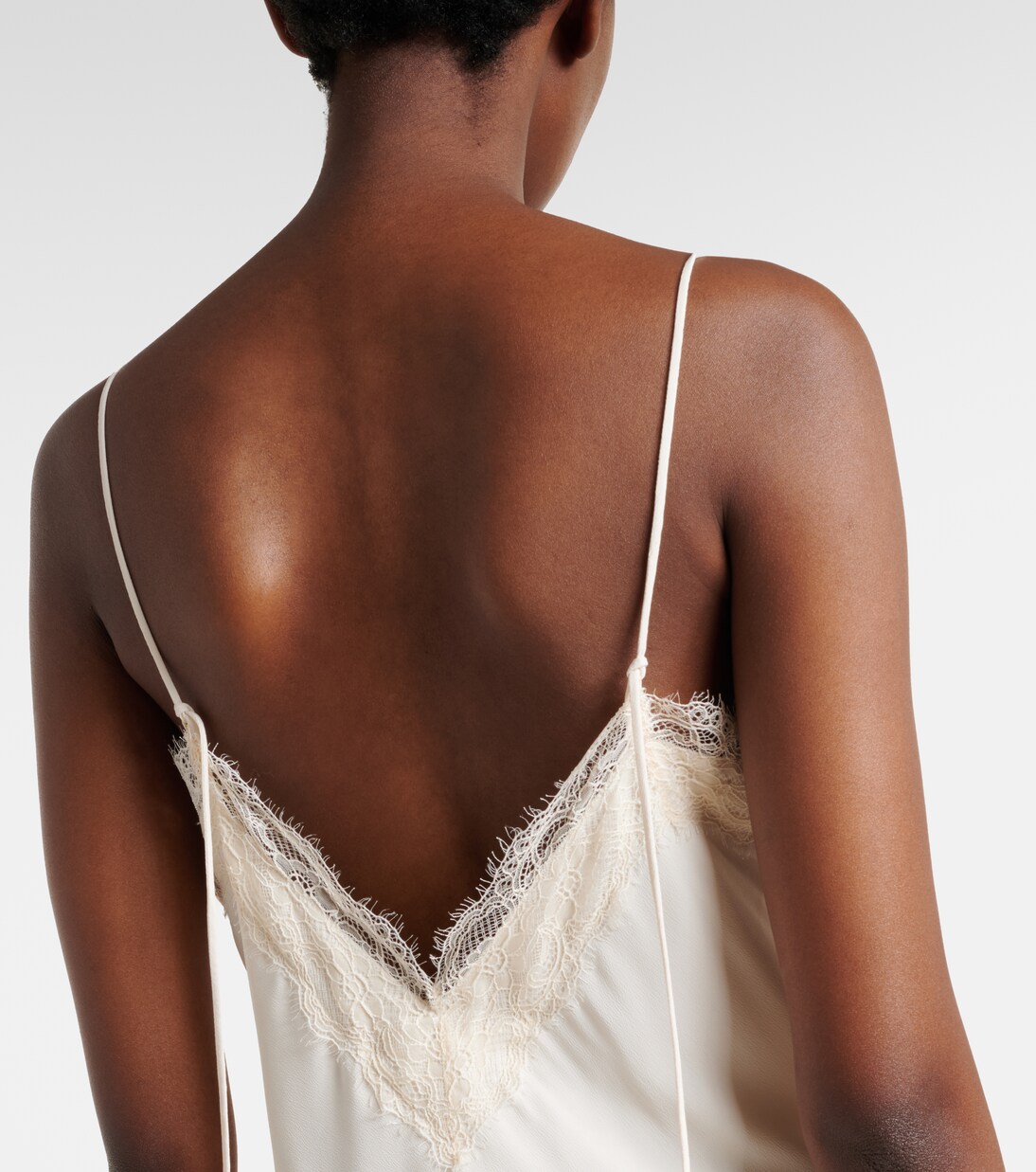 Vestido lencero de satén con encaje | Róhe