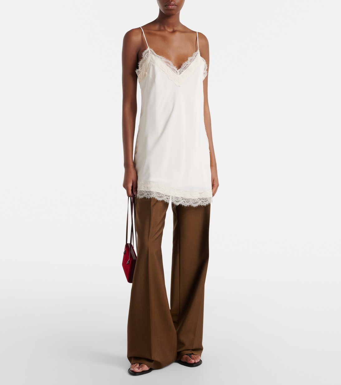 Vestido lencero de satén con encaje | Róhe