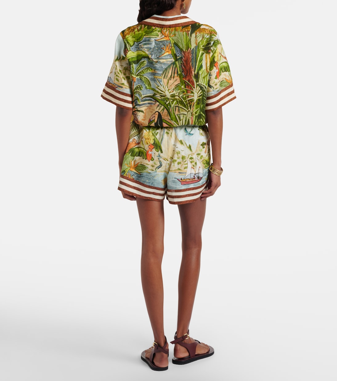 Toucan Tango printed linen shorts | Alémais