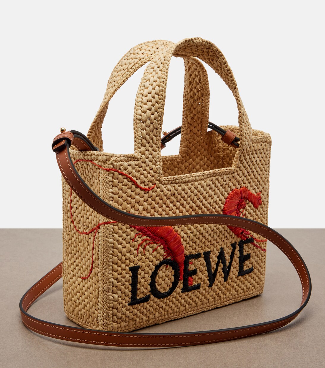 Paula's Ibiza Tote Bag Font Mini aus Raffiabast | Loewe