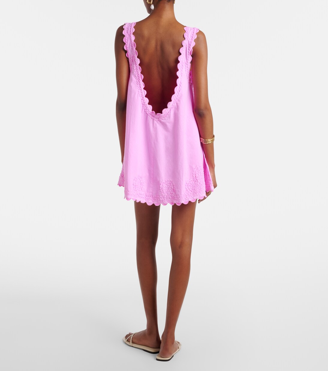 Abito corto in popeline di cotone con ricamo | Juliet Dunn