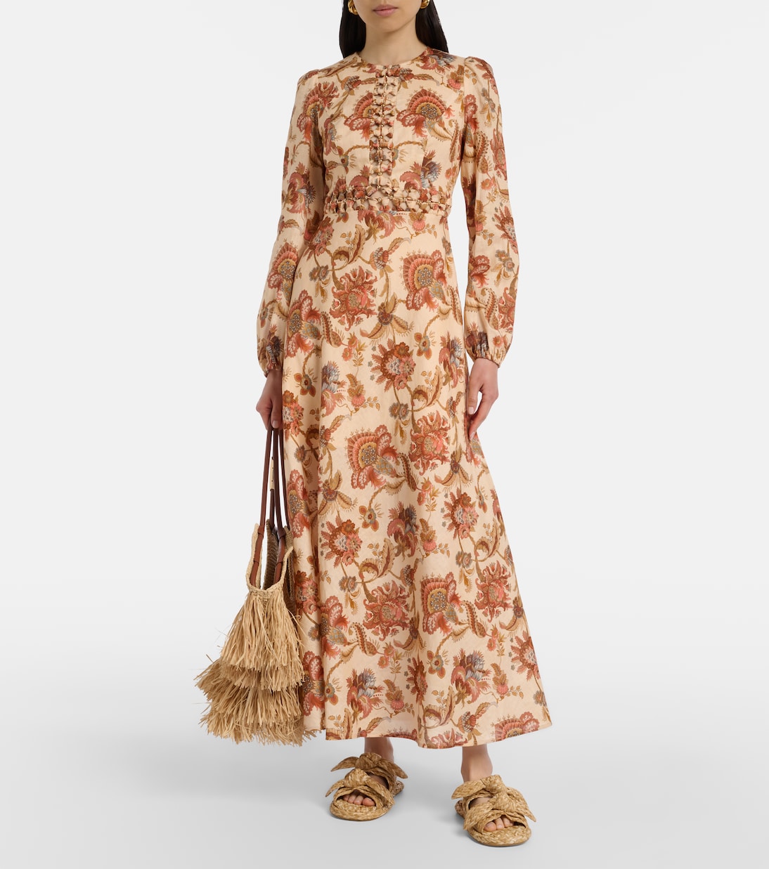 Aster beaded floral linen maxi dress | Zimmermann