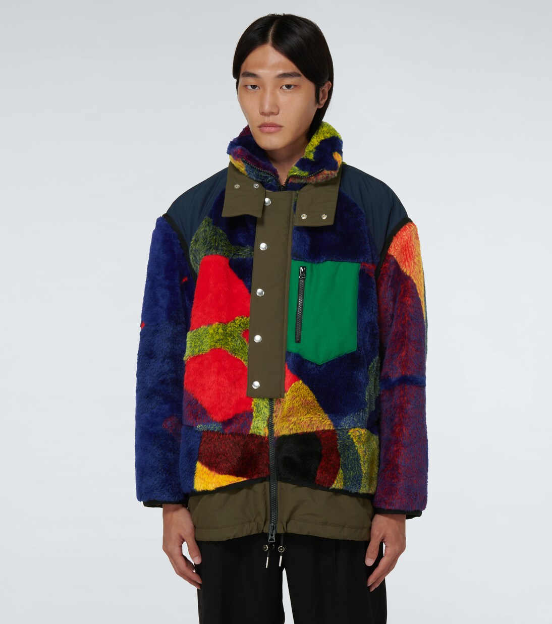 Sacai x KAWS chaqueta bomber con patchwork | Sacai