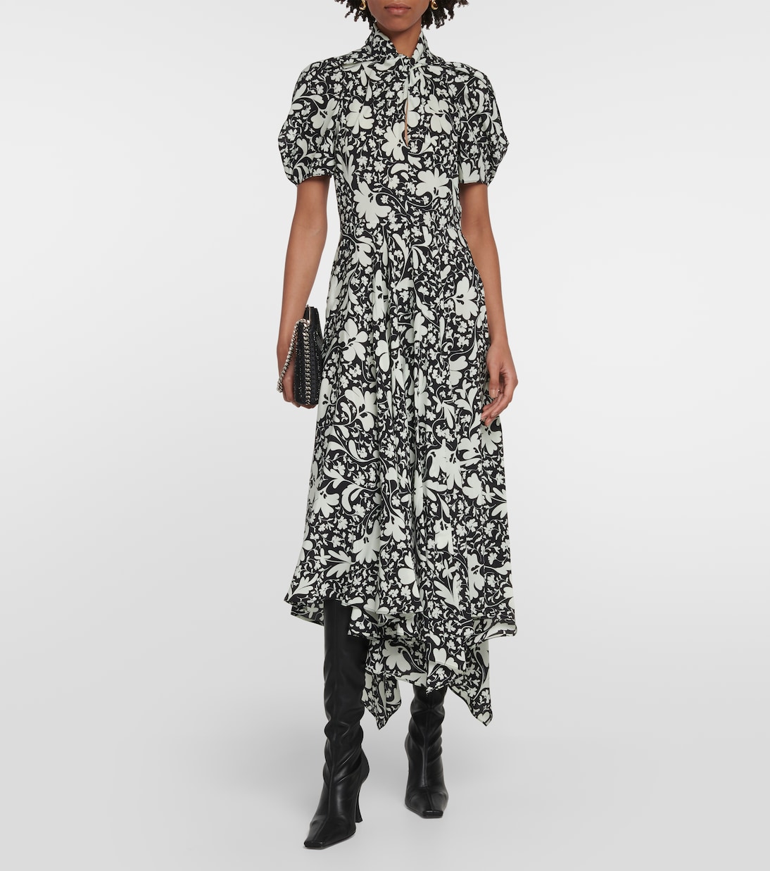 Floral silk midi dress | Stella McCartney