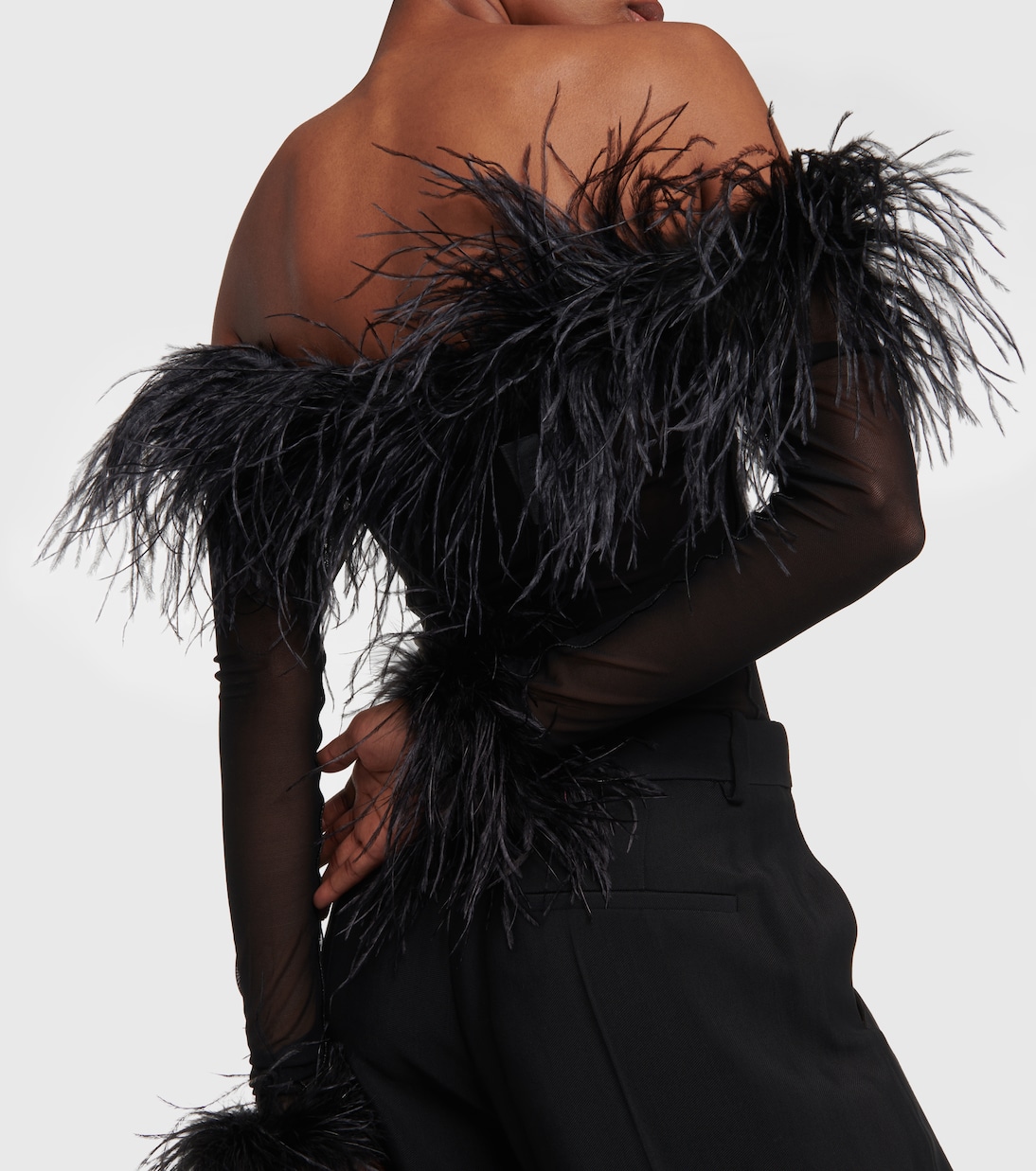 Body aus Mesh mit Federn | Oséree