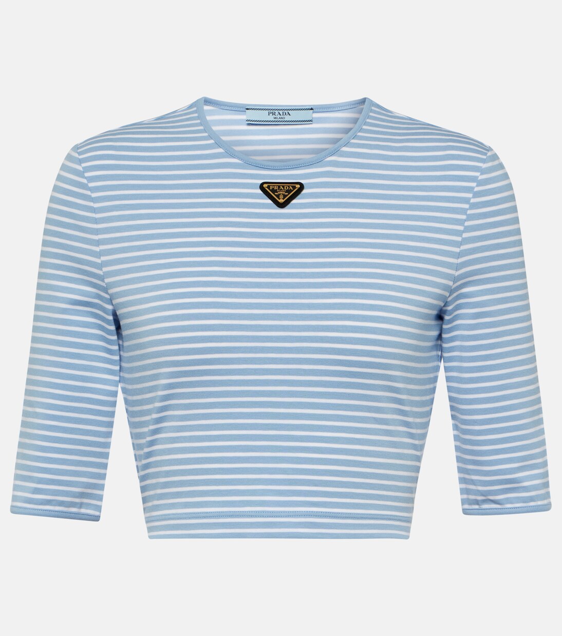 Logo cotton-blend crop top | Prada