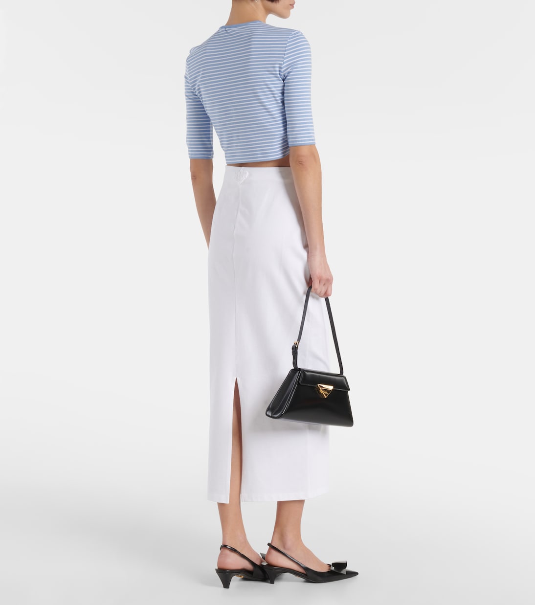 Logo cotton-blend crop top | Prada