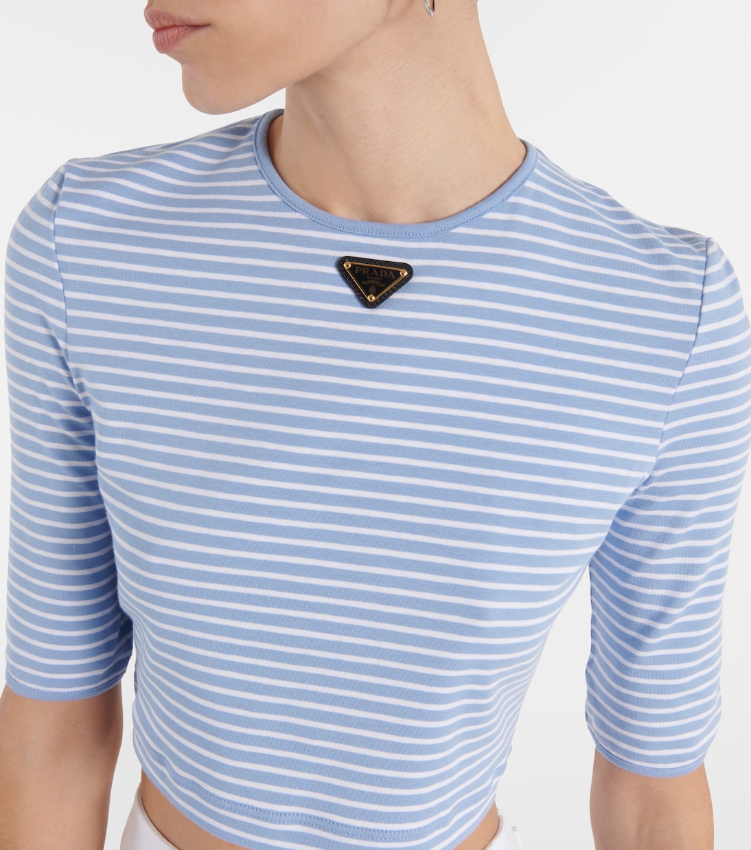 Logo cotton-blend crop top | Prada